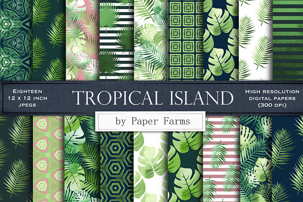 Tropical leaves digital paper