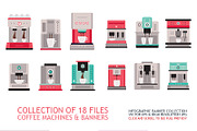 Coffe machine set & banners 18 files
