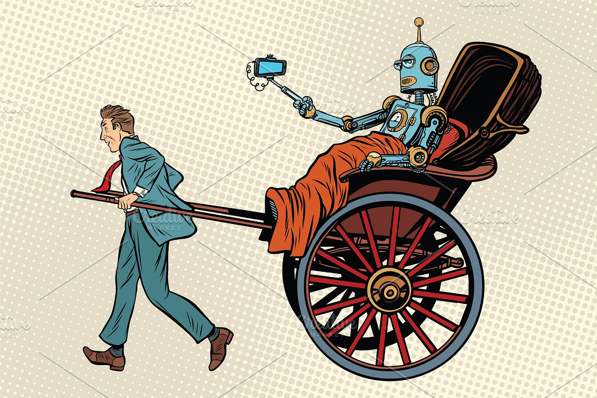 People rickshaw ride robot in Illustrations - product preview 8