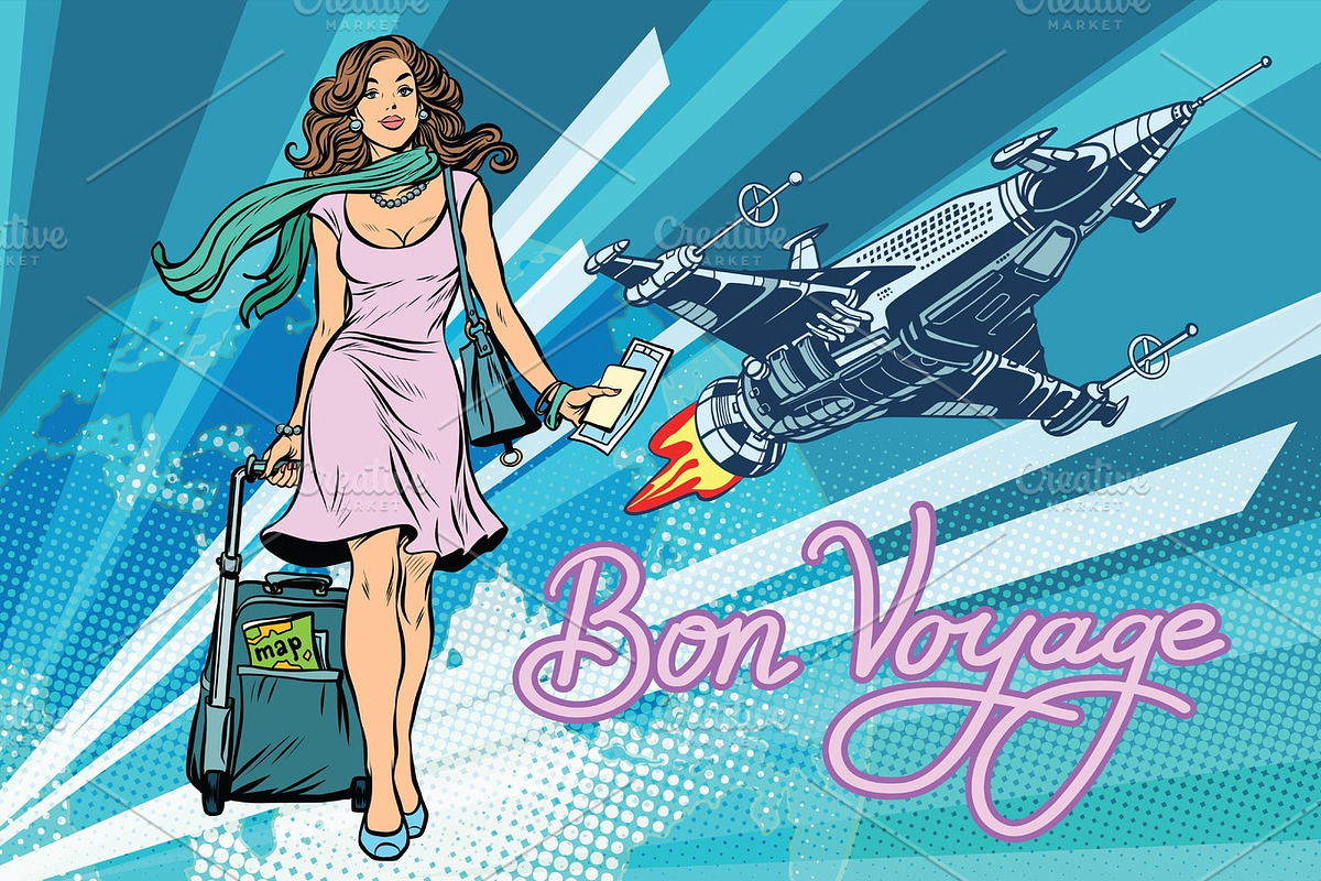 Bon voyage space travel, space tourism in Illustrations - product preview 8