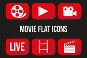 Movie and broadcast flat icons set