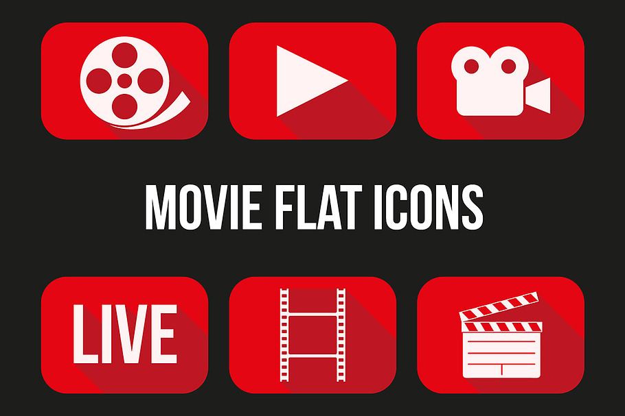Movie and broadcast flat icons set in Movie Icons - product preview 8