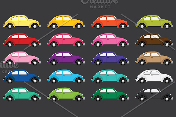 Classic Bug Car Clip Art Set in Illustrations - product preview 1