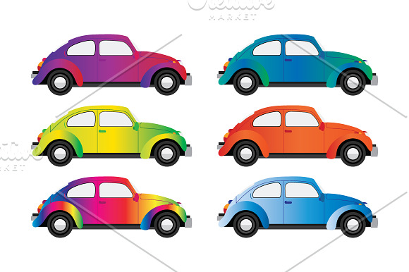 Classic Bug Car Clip Art Set in Illustrations - product preview 3
