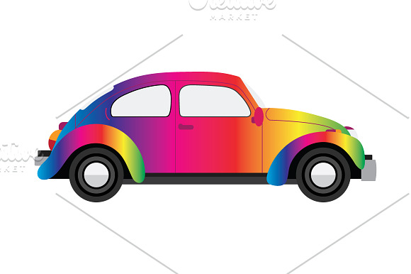 Classic Bug Car Clip Art Set in Illustrations - product preview 4