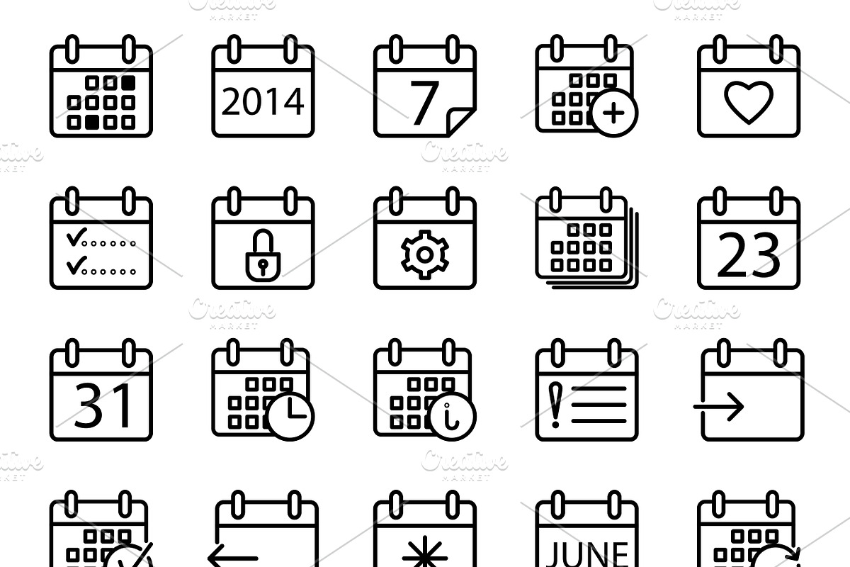 Calendar stroke icons set. in Calendar Icons - product preview 8