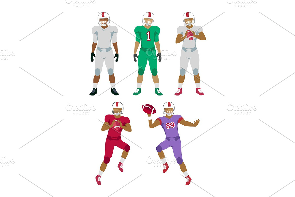 Collection of Icons of American Football Players in Illustrations - product preview 8