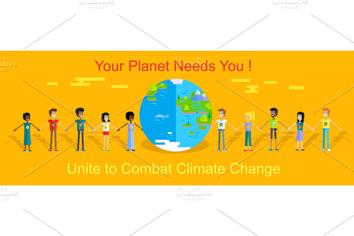 Saving Planet Earth Vector Concept in Flat Design. in Illustrations - product preview 8