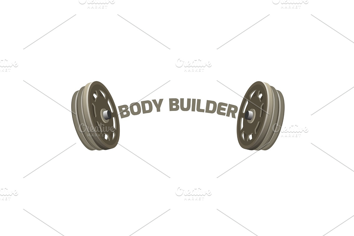 Bodybuilder logotype design with two dumbbells vector illustration isolated in Illustrations - product preview 8