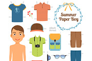 Paper doll boy in summer clothes