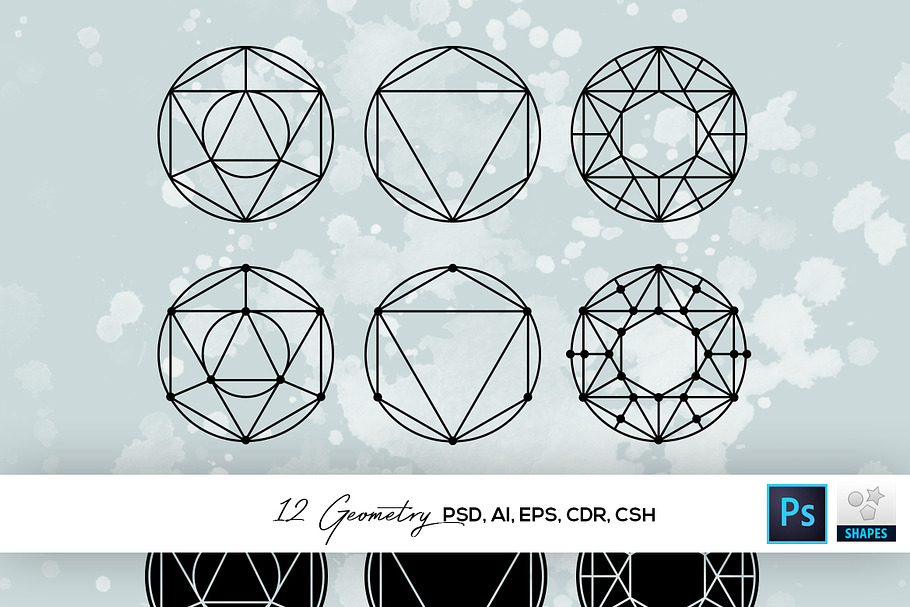 12 Geometry Shapes CSH in Photoshop Shapes - product preview 8