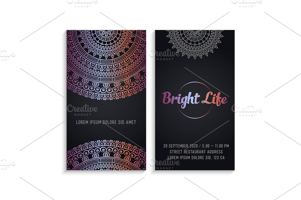 Vector luxury wedding invitation with mandala in Business Card Templates - product preview 8