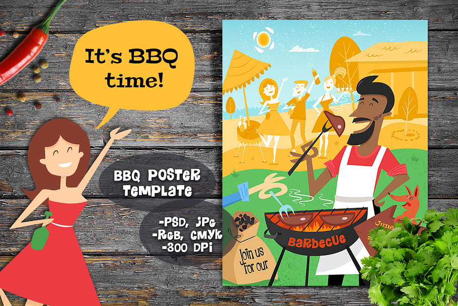 It's BBQ time! Mid-century Poster