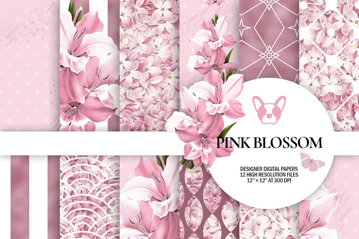 Cherry Blossom Digital Paper in Textures - product preview 8