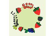 Vector set hand drawn berries label.