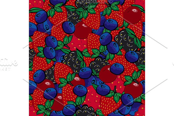 Seamless pattern with different berries. 