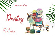 SALE! Watercolor donkey kids