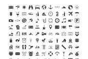121 icons set vacation and travel.