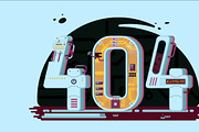Page not found error 404 concept with robots and machinery.