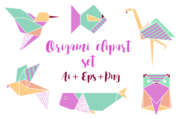 Origami Clipart Set Png Ai Eps