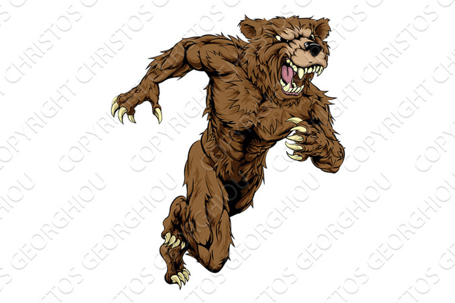 Bear sports mascot running in Illustrations - product preview 8