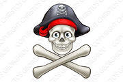 Pirate Skull and Crossbones Cartoon 