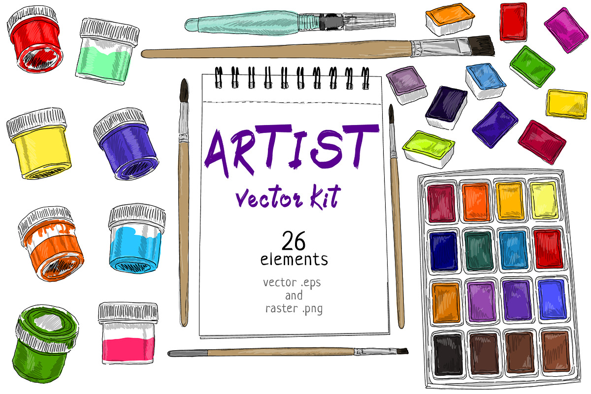 Artist hand drawn kit in Illustrations - product preview 8