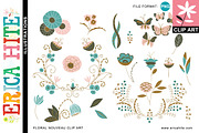 Floral Nouveau Clip Art (PNG) +Bonus