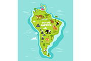 South american map with wildlife animals