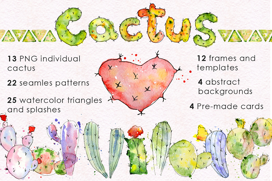 Watercolor abstract Cactus  in Illustrations - product preview 8
