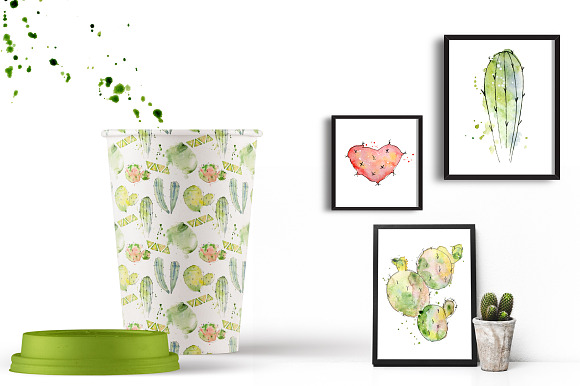 Watercolor abstract Cactus  in Illustrations - product preview 12
