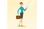 Happy business woman running vector illustration.