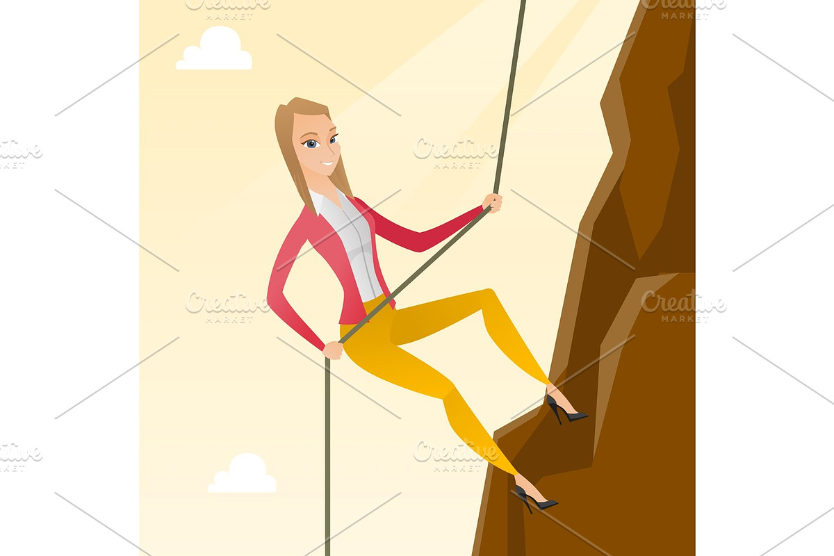 Business woman climbing on the mountain. in Illustrations - product preview 8