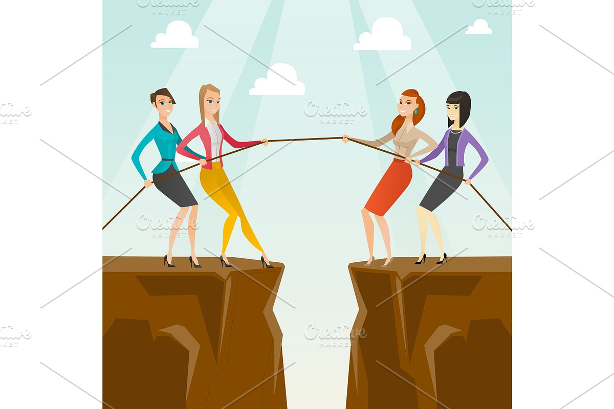 Two groups of business people pulling rope. in Illustrations - product preview 8
