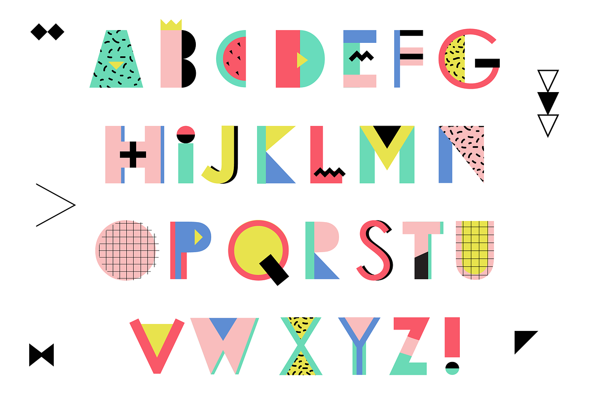 Memphis Alphabet and summer cards in Illustrations - product preview 8