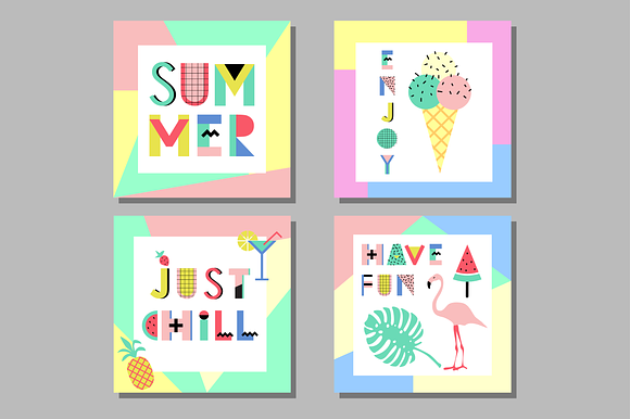 Memphis Alphabet and summer cards in Illustrations - product preview 1