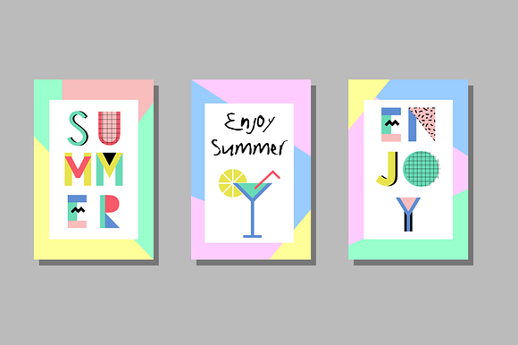 Memphis Alphabet and summer cards in Illustrations - product preview 2