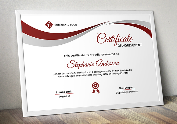 Corporate pptx certificate template in Stationery Templates - product preview 1
