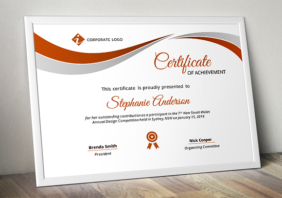 Corporate pptx certificate template in Stationery Templates - product preview 2