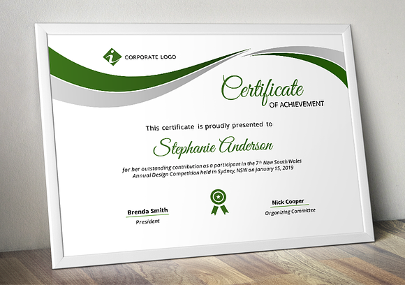 Corporate pptx certificate template in Stationery Templates - product preview 3
