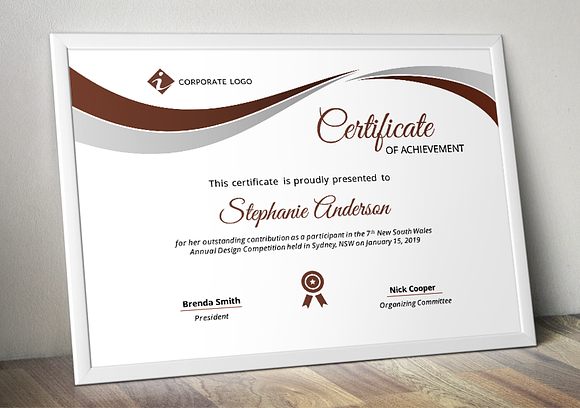 Corporate pptx certificate template in Stationery Templates - product preview 4