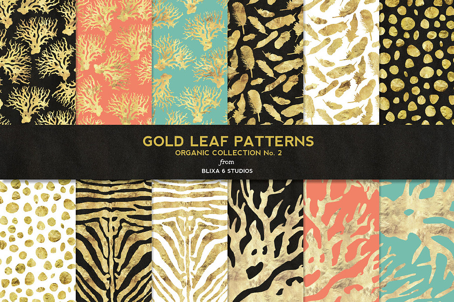 Organic Gold Leaf Digital Patterns