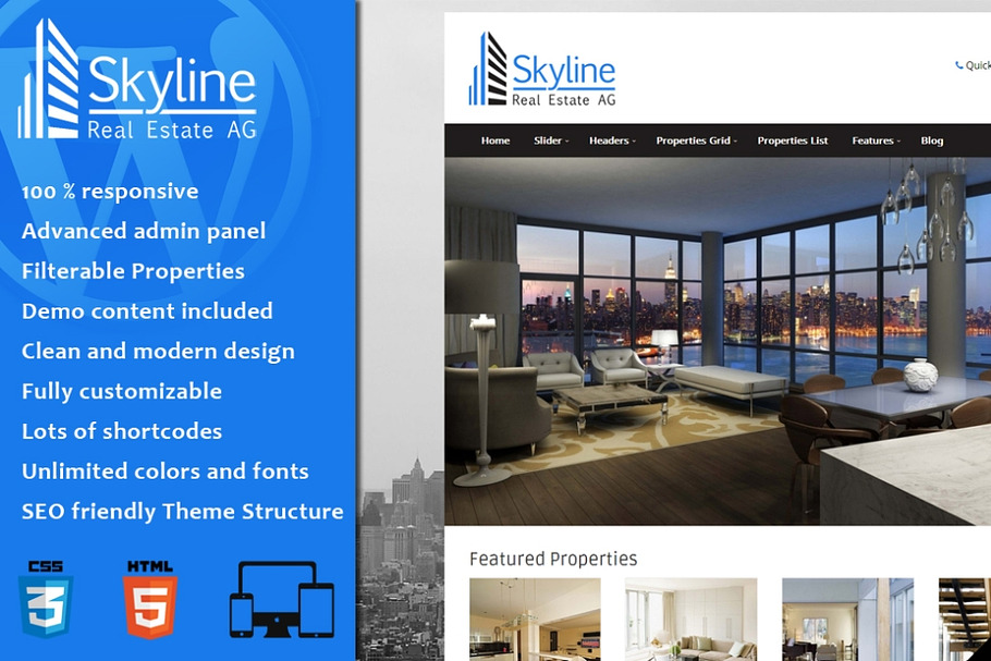 Skyline - Real Estate WordPress in WordPress Business Themes - product preview 8