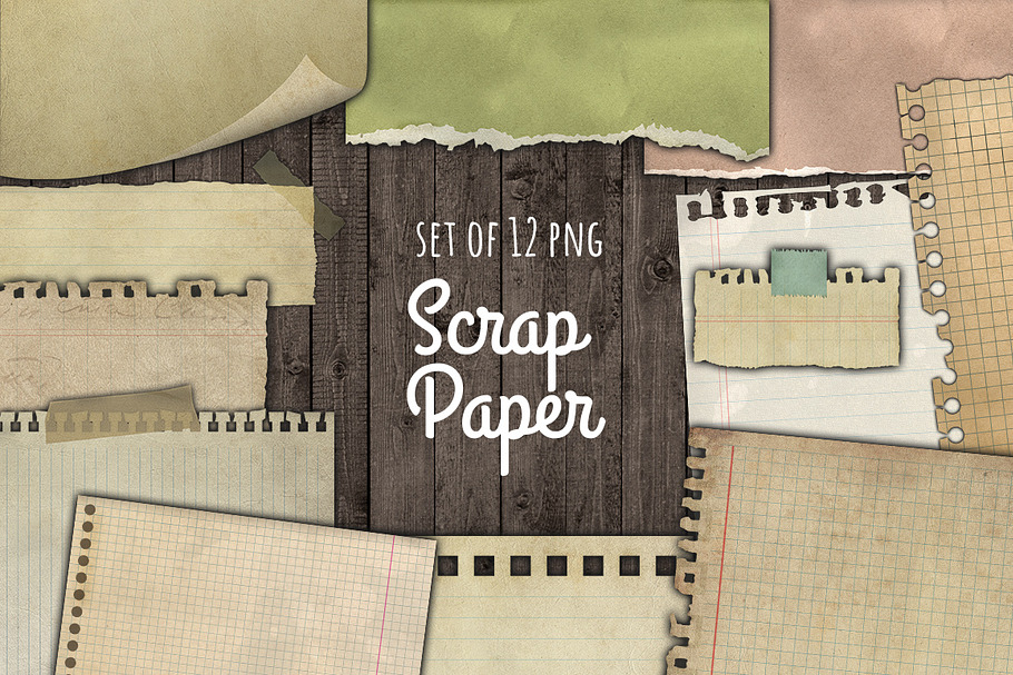 Notebook Torn Paper Scraps Set in Textures - product preview 8
