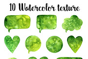 10 Green watercolor bubbles