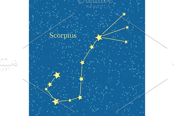 Night Sky with Scorpius Constellation Illustration