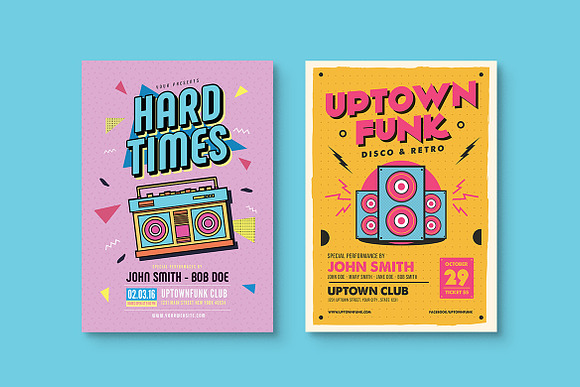 6 Nineties Music Flyers Bundle in Templates - product preview 1