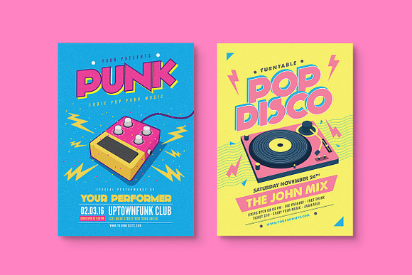 6 Nineties Music Flyers Bundle in Templates - product preview 3