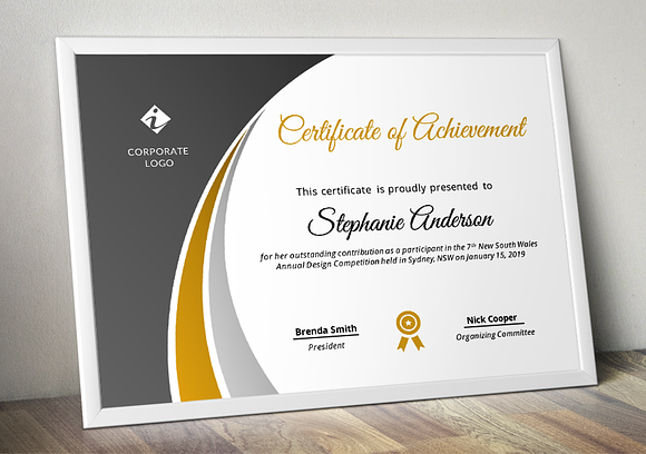 Modern Certificate Template (pptx) in Stationery Templates - product preview 2