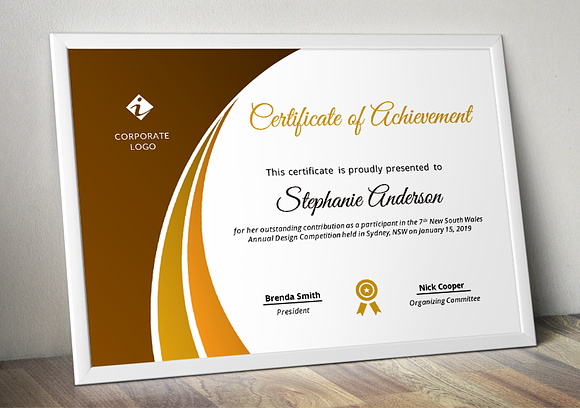 Modern Certificate Template (pptx) in Stationery Templates - product preview 3